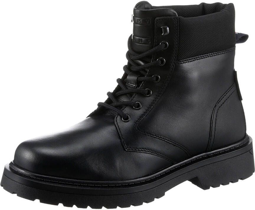 Tommy Jeans Veterboots van leer met labeldetail model 'LACE UP'