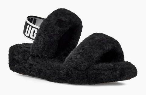 Ugg Oh Yeah Slide Dames Slippers en Sandalen Black Leer Foot Locker - Foto 4