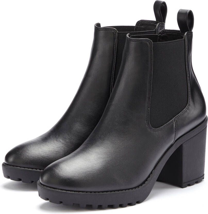 Vivance Chelsea-boots met blokhak & stretch inzet hoge hak enkellaarsjes