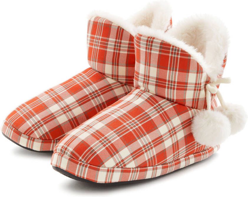 Vivance Pantoffels met pomponversiering pantoffel pluche slippers vegan