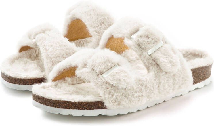 Vivance Pantoffels Pantoffel Pluche Pantoffels met knuffelig warm faux fur kurkvoetbed pantoffel slipper