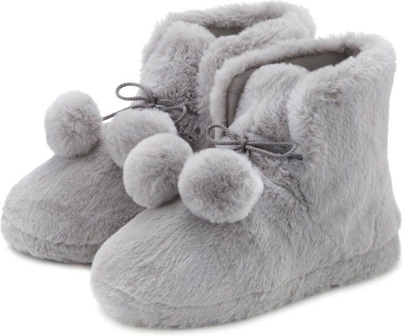 Vivance Pantoffels Pluchen pantoffels Pantolette pantoffel laarzen met knuffelig faux fur VEGAN