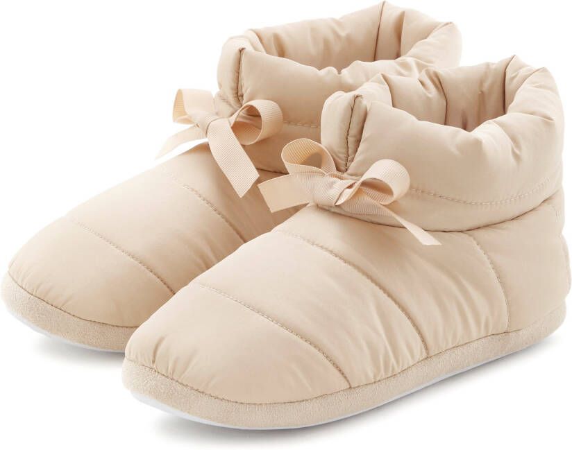 Vivance Pantoffels voor instappen gestikte look pluche slipper pantoffel vegan