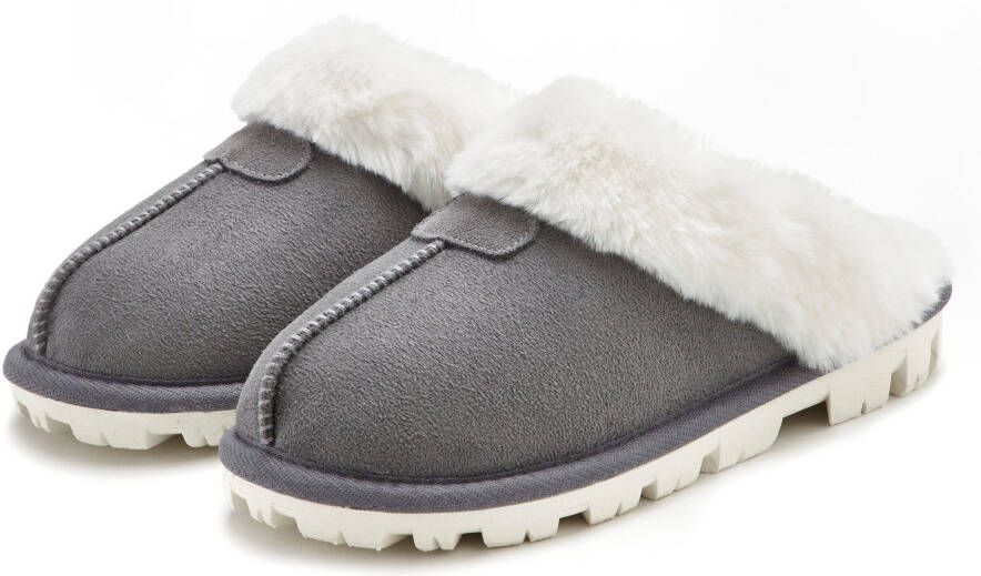 Vivance Pluchen pantoffels Huisschoen Pantoffels Clogs Slippers Pantolette met warme voering VEGAN