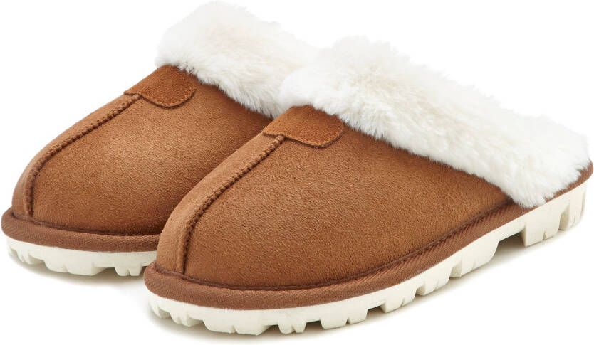 Vivance Pluchen pantoffels Huisschoen Pantoffels Clogs Slippers Pantolette met warme voering VEGAN