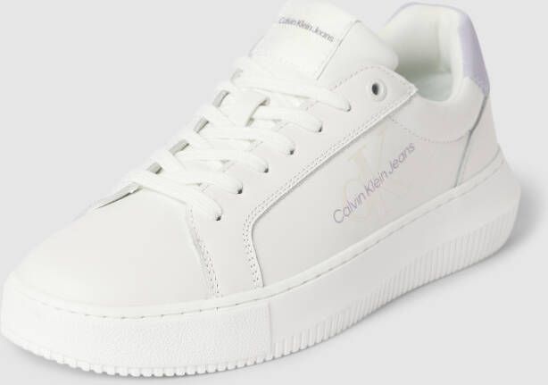 Calvin Klein Jeans Sneakers van puur leer met plateauzool en labeldetails