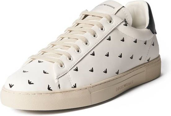 Emporio Armani Sneakers van leer met all-over logo