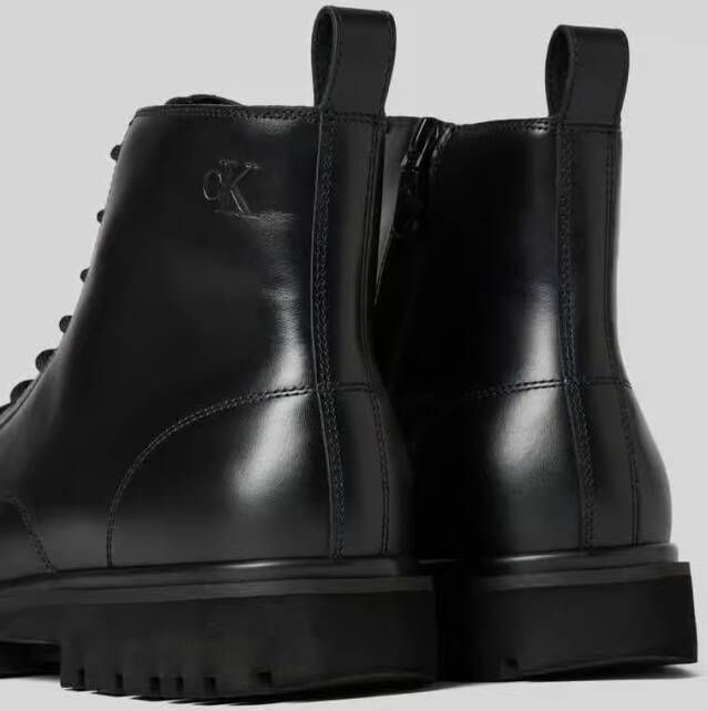 Calvin Klein Jeans Boots van leer met vetersluiting en ritssluiting