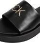 Calvin Klein Platform Slide leren slippers zwart - Thumbnail 8