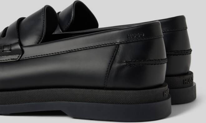 HUGO Penny loafers van leer met labeldetails model 'Chaol'