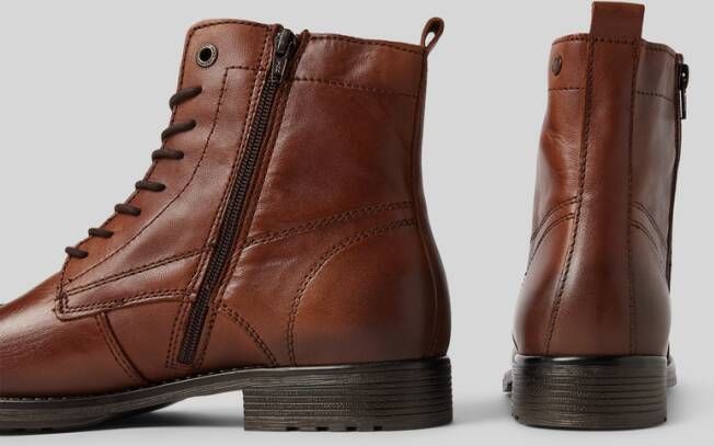 jack & jones Veterboots van leer met siernaden model 'SHAUN'