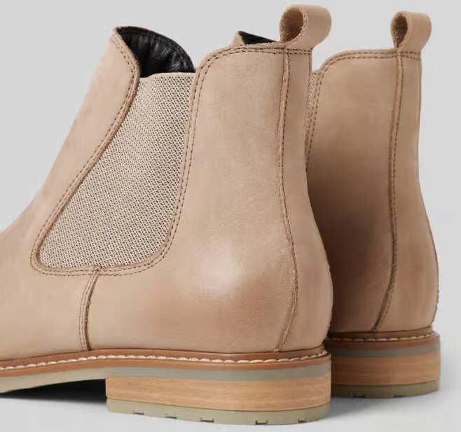 tamaris Chelsea boots van leer met siernaad