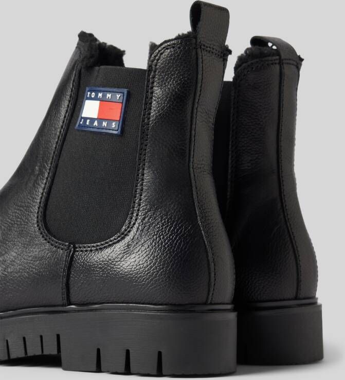 Tommy Jeans Chelsea boots van leer met elastische inzet