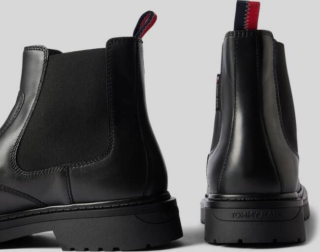 Tommy Jeans Chelsea boots van leer met treklus