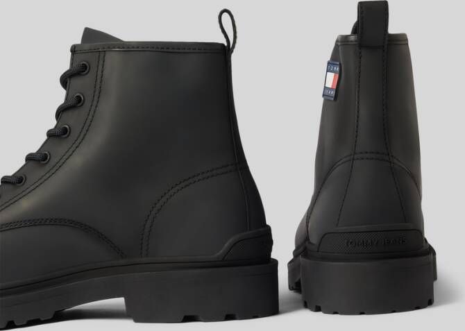 Tommy Jeans Veterboots van leer met labelpatch model 'LACE UP'