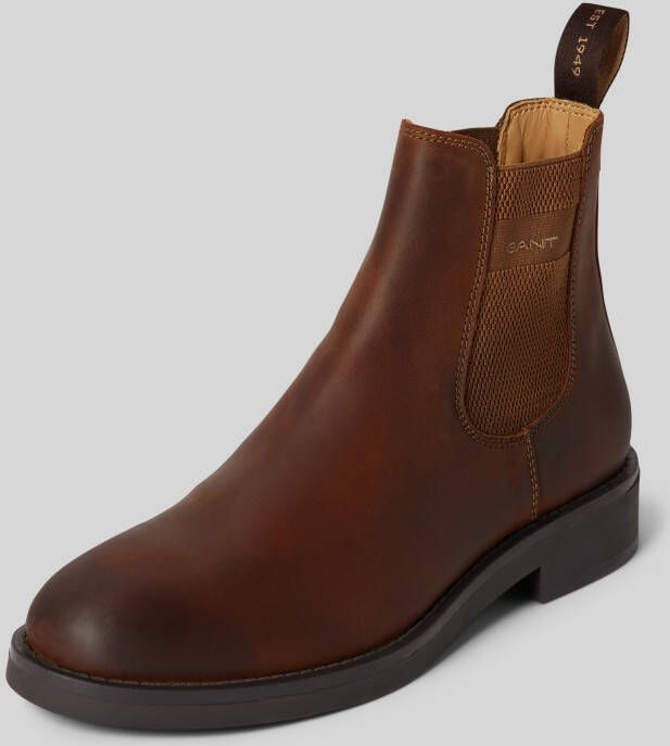 Gant Chelsea boots van leer met labeldetail model 'Prepdale'