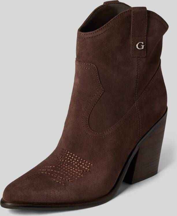 Guess Leren enkellaarsjes met borduursel model 'JALELLA'