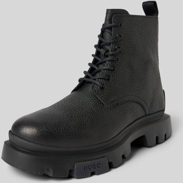 HUGO Veterboots van leer met labeldetails model 'Fabyan'