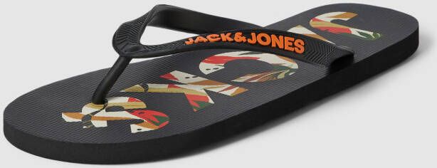 jack & jones Teenslippers met labelapplicatie model 'LOGO PALM PRINT'