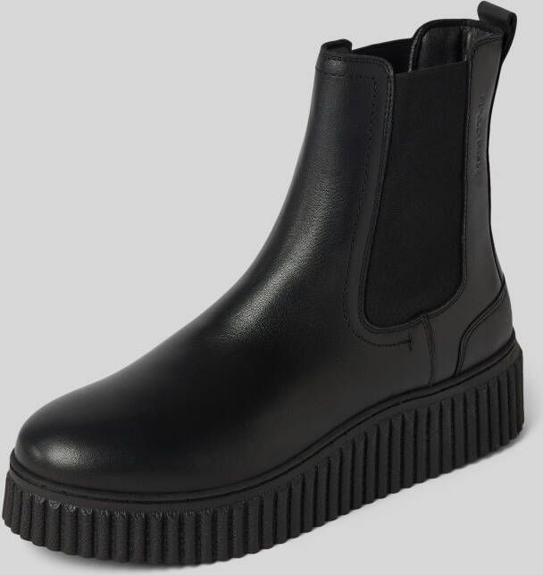 Marc O'Polo Chelsea boots van stijlvol rundleer met geribbelde plateauzool