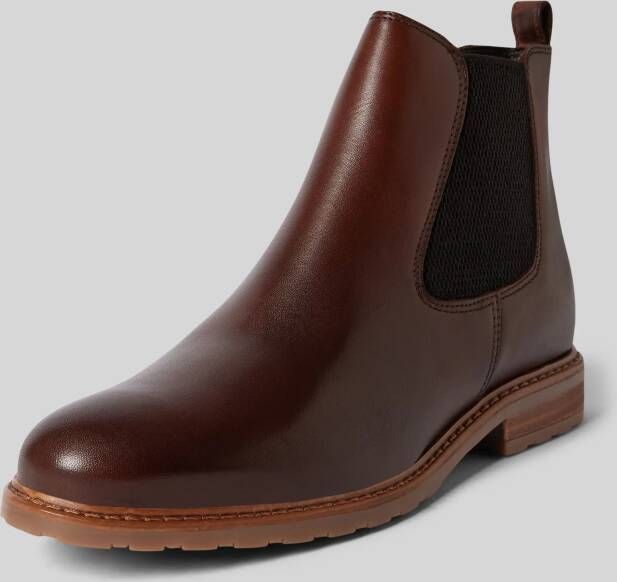 tamaris Chelsea boots van leer met siernaad