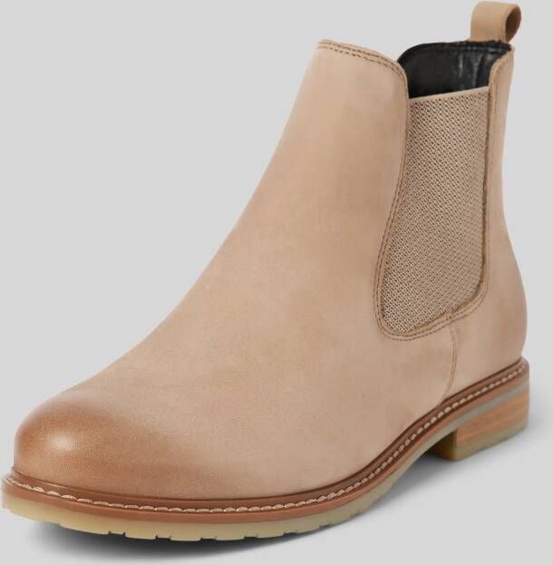 tamaris Chelsea boots van leer met siernaad