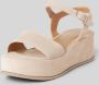 Tamaris Beige Suede Espadrille Sleehak met Leren Voetbed Beige Dames - Thumbnail 3