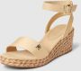 Tommy Hilfiger Kleurrijke Sleehak Satijnen Sandalen Beige Dames - Thumbnail 3