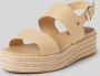 Tommy Hilfiger Beige Mid Wedge Espadrilles Sandal Beige Dames - Thumbnail 5