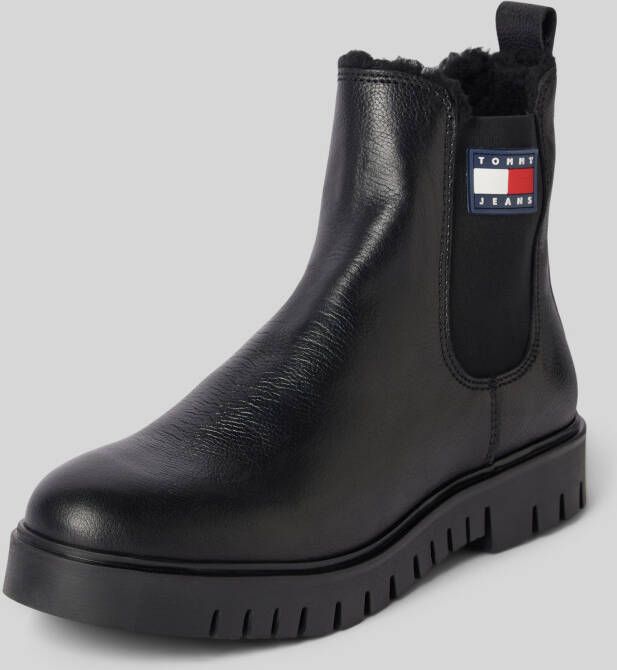 Tommy Jeans Chelsea boots van leer met elastische inzet