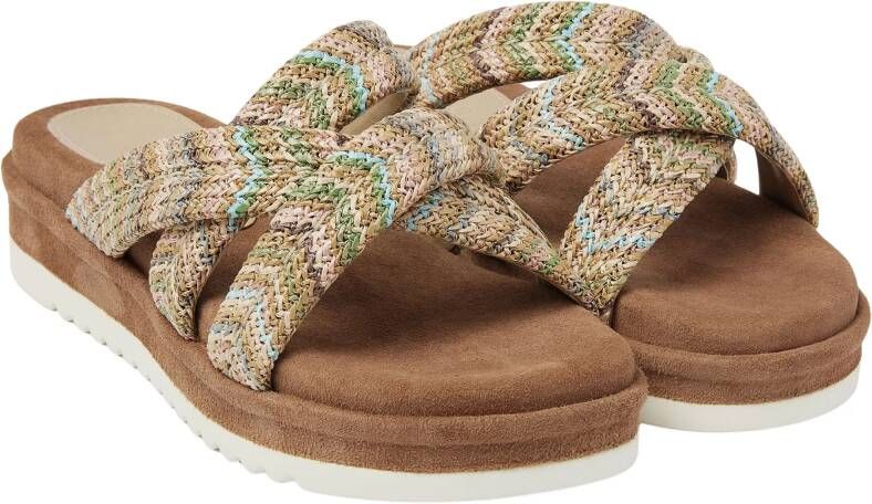 Lazamani Crossed Straps Raffia Platform Slippers Dames