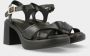 Red Rag Gekruiste Band Blokhak Sandalen Black Dames - Thumbnail 4