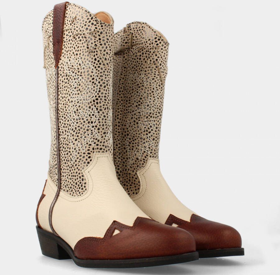 RED-RAG Beige combi western boots | 11242