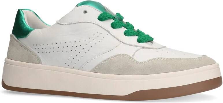 Sacha Witte leren sneakers met groene details