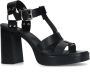 Sacha Dames Zwarte leren sandalen met hak - Thumbnail 6