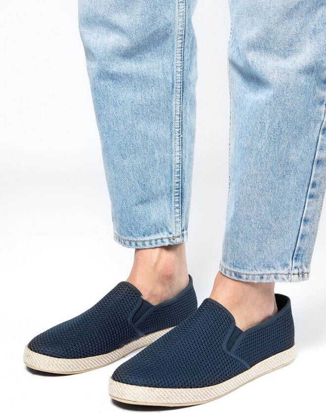 Sacha Donkerblauwe canvas loafers met geweven touwzool