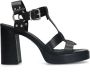 Sacha Dames Zwarte leren sandalen met hak - Thumbnail 3