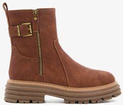 Blue Box dames biker boots cognac