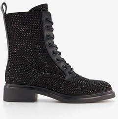 Blue Box dames veterboots met strass steentjes