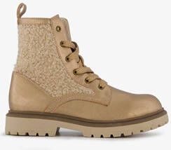 Blue Box meisjes teddy veterboots beige