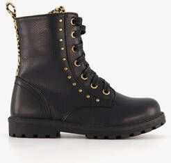 Blue Box zwartemeisjes veterboots met gouden studs