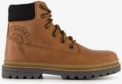 Braqeez leren jongens veterboots cognac