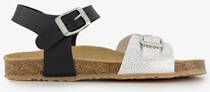 Braqeez leren meisjes bio sandalen zwart wit