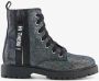 Braqeez leren meisjes boots met metallic details Zwart - Thumbnail 2