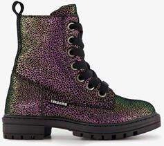 Braqeez leren meisjes veterboots multicolor