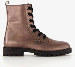 Braqeez leren meisjes veterboots roségoud