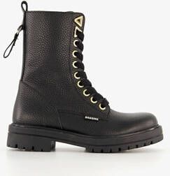 Braqeez leren meisjes veterboots zwart