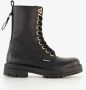 Braqeez leren meisjes veterboots zwart Uitneembare zool - Thumbnail 2