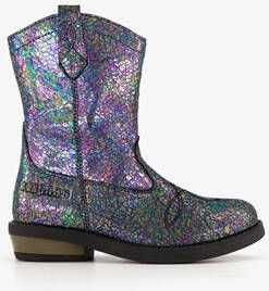 Braqeez leren meisjes cowboy western boots zwart metallic Uitneembare zool