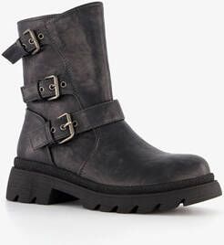 Blue Box dames biker boots met gespen grijs